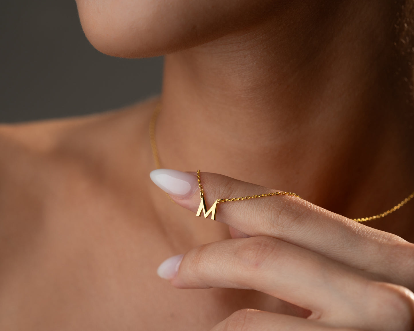 Personalized initial charm necklace detail 6