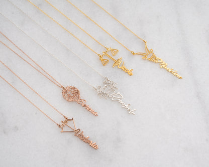 Personalized zodiac name necklace detail 13
