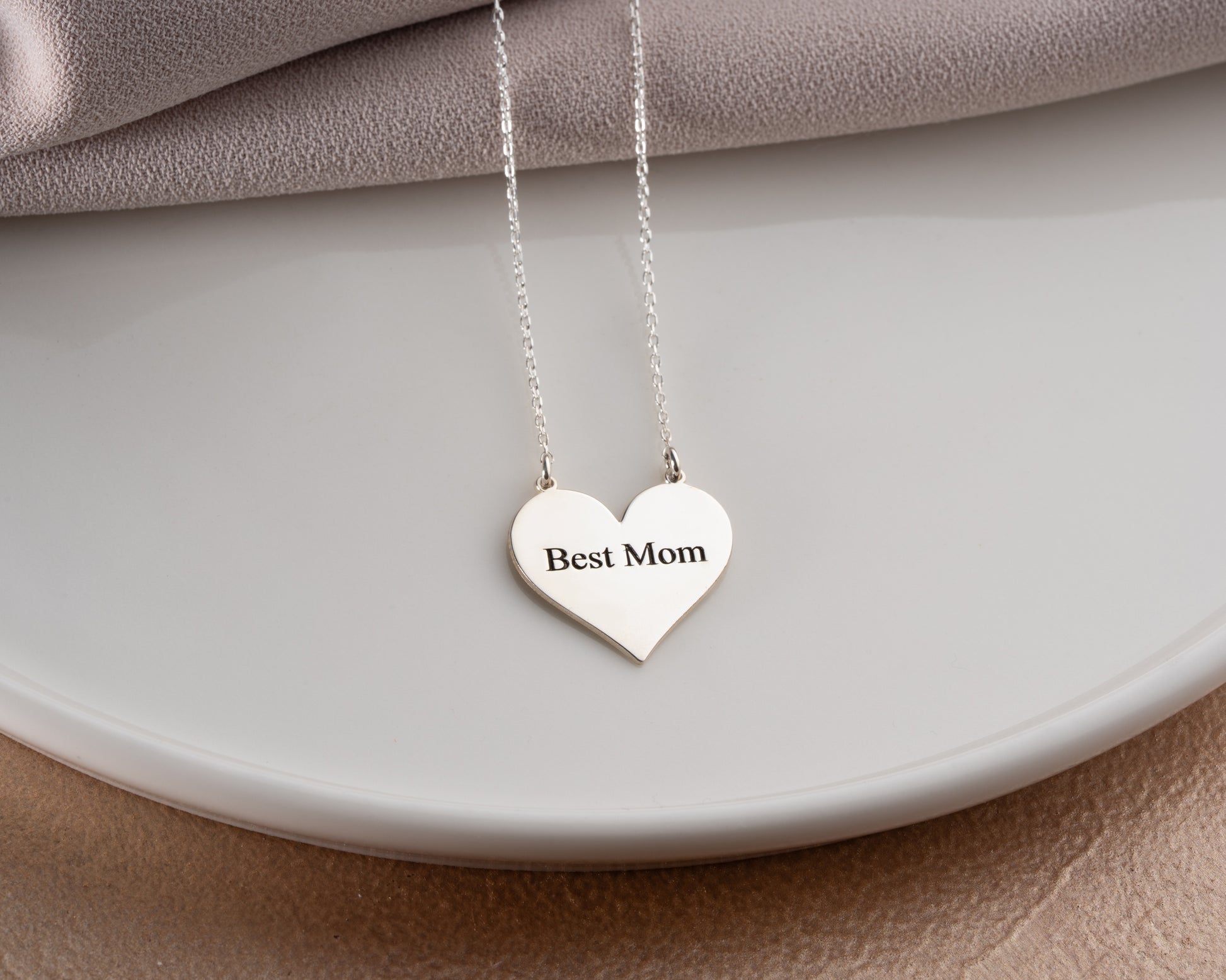 Personalized matching heart necklace set detail 16