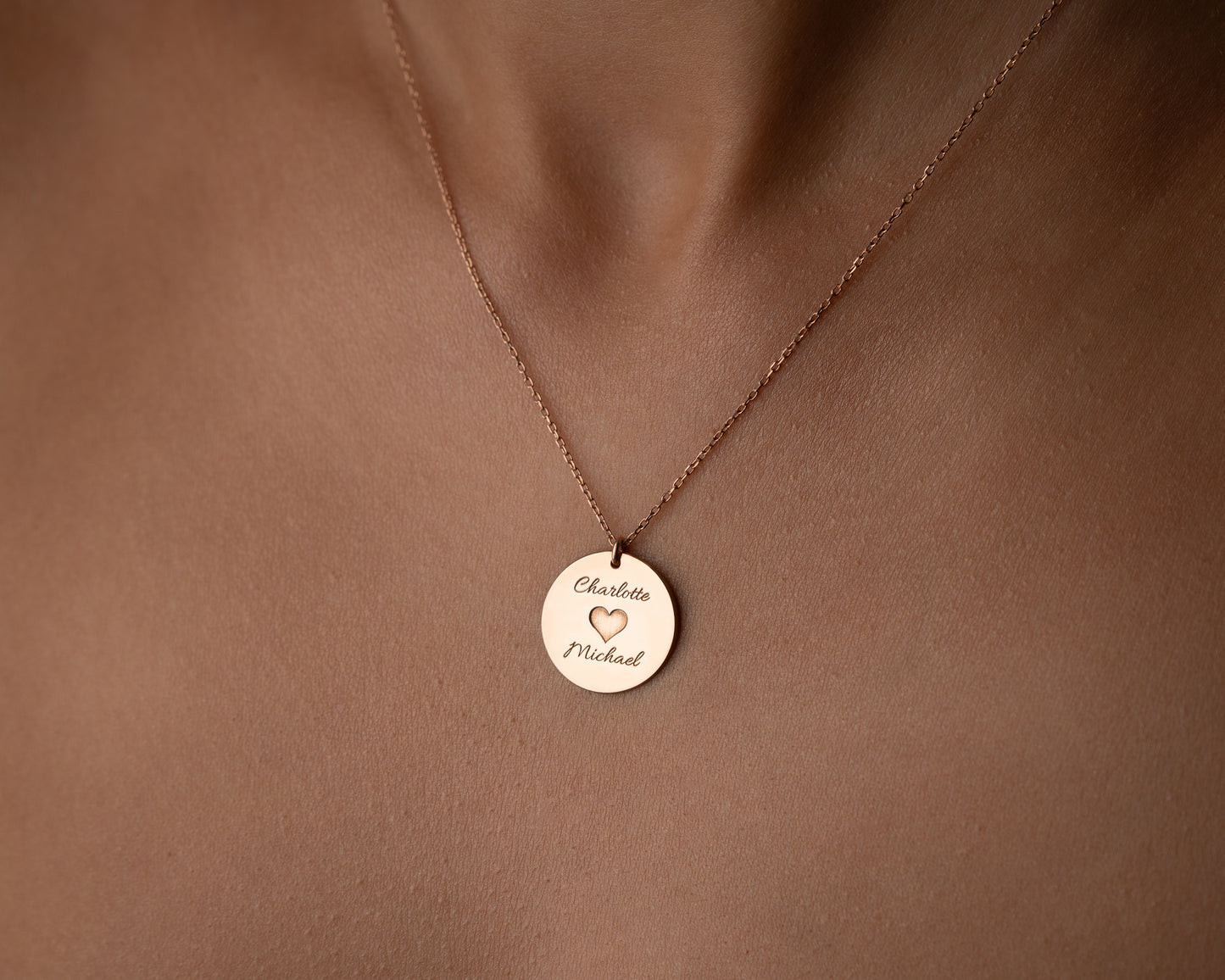 Personalized engraved disc necklace detail 2