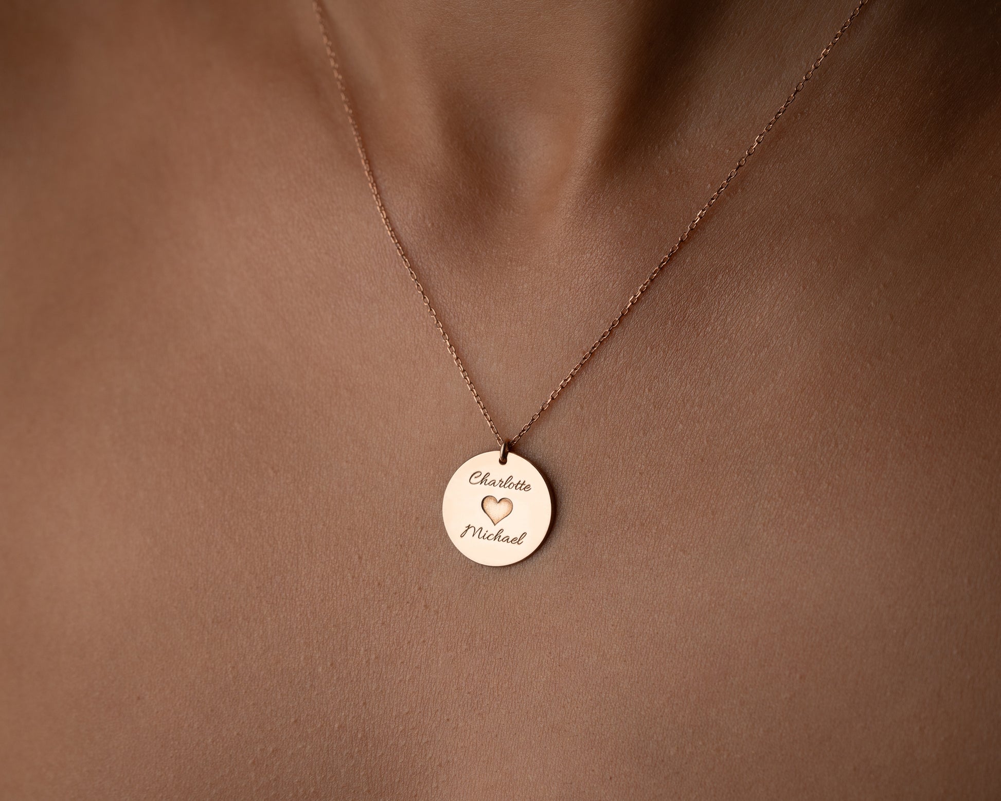 Personalized engraved disc necklace detail 2