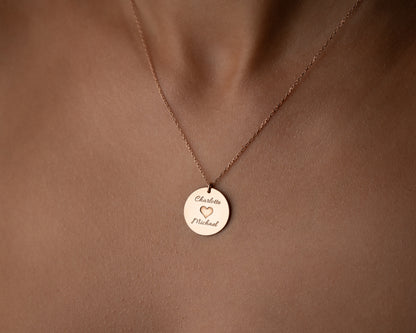 Personalized engraved disc necklace detail 2