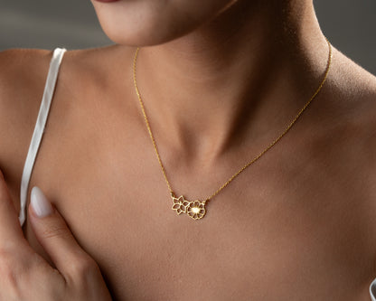 Personalized birth flower necklace detail 2