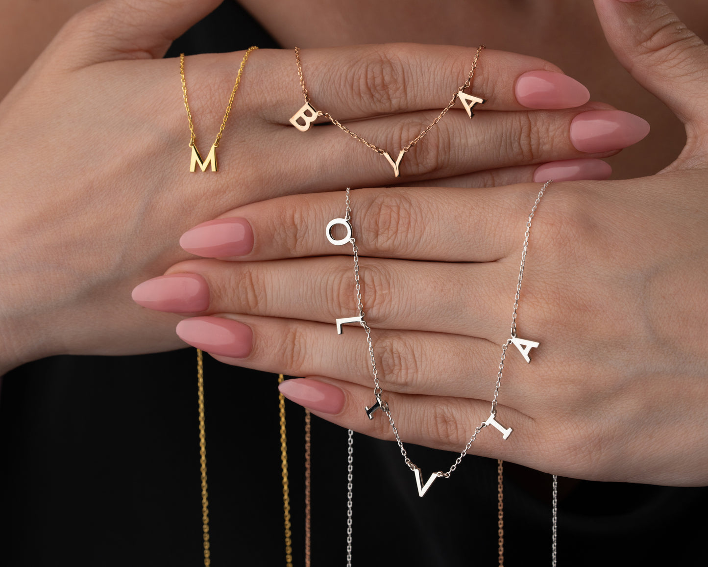 Personalized initial charm necklace detail 3