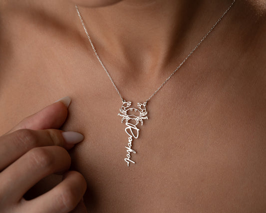 Personalized zodiac name necklace detail 8