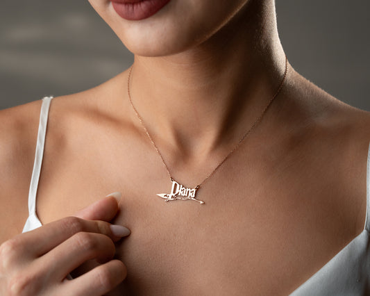 Personalized broom name necklace