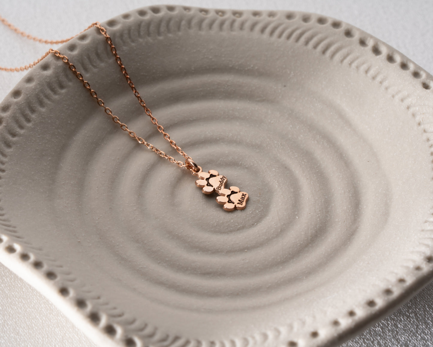 Personalized paw print name necklace