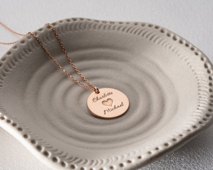 Personalized engraved disc necklace detail 7