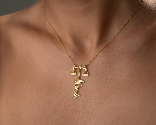 Personalized zodiac name necklace detail 5