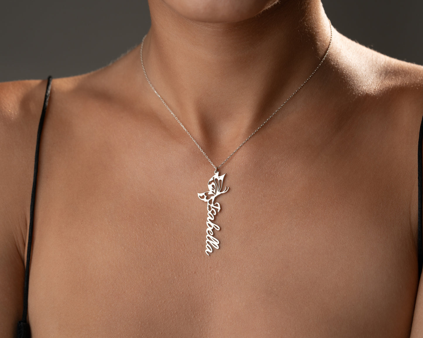 Personalized butterfly and dragonfly name necklace detail 8