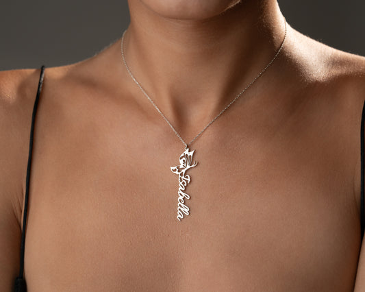 Personalized butterfly and dragonfly name necklace detail 8