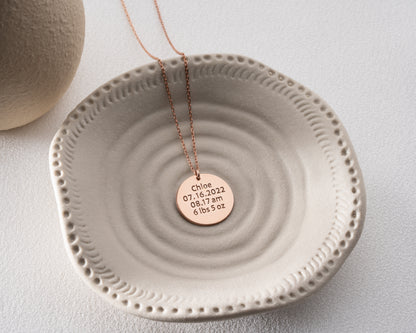 Personalized engraved disc necklace detail 6