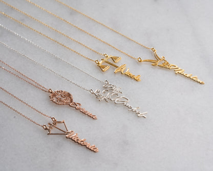 Personalized zodiac name necklace detail 14