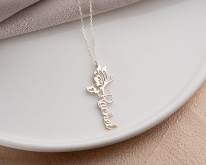 Personalized butterfly and dragonfly name necklace detail 12