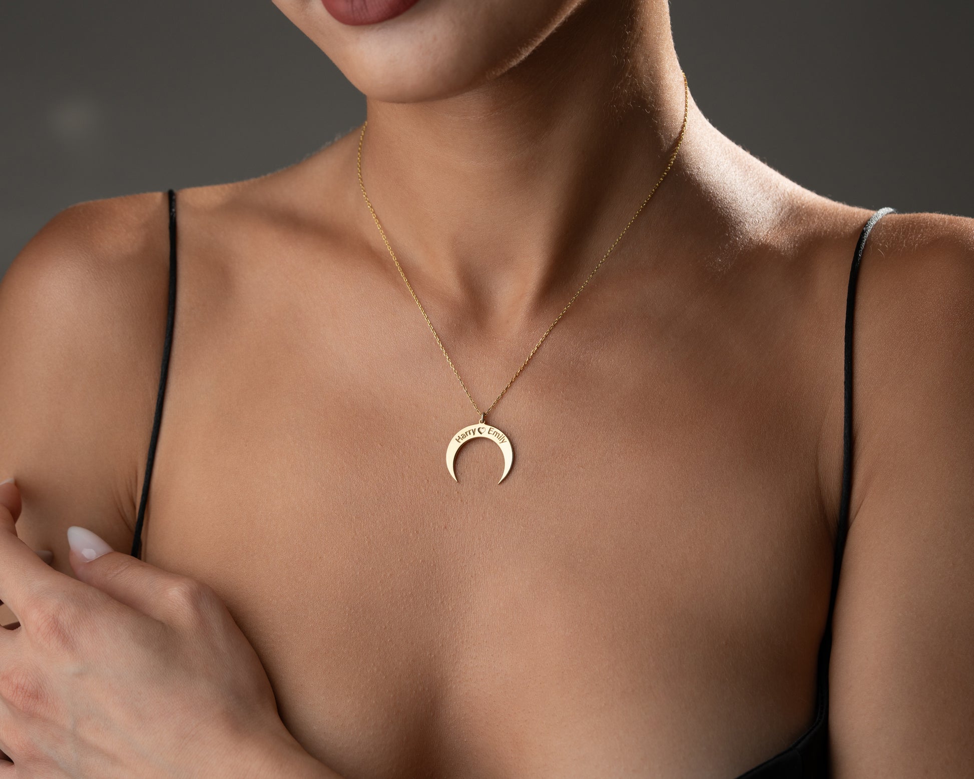 Crescent Ring Keeper Necklace
