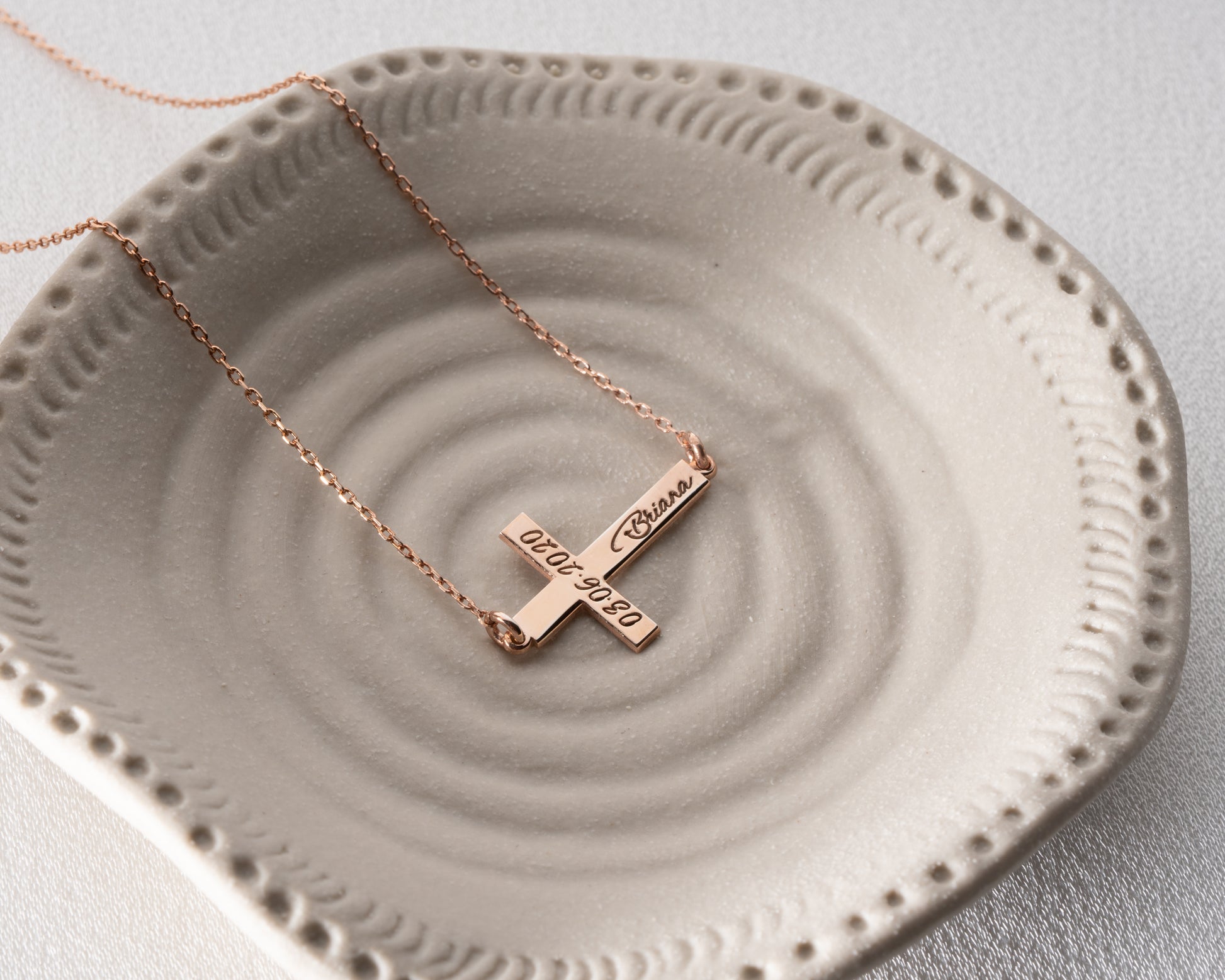 Engraved cross necklace