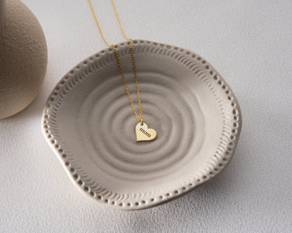 Engraved mom heart necklace