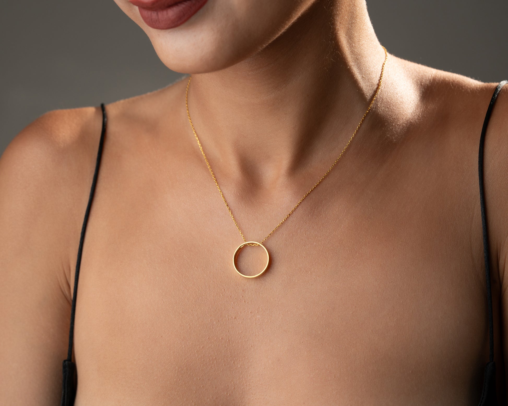 Custom engraved ring necklace close-up