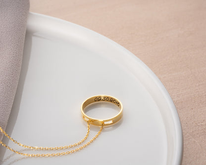 Personalized engraved ring necklace detail