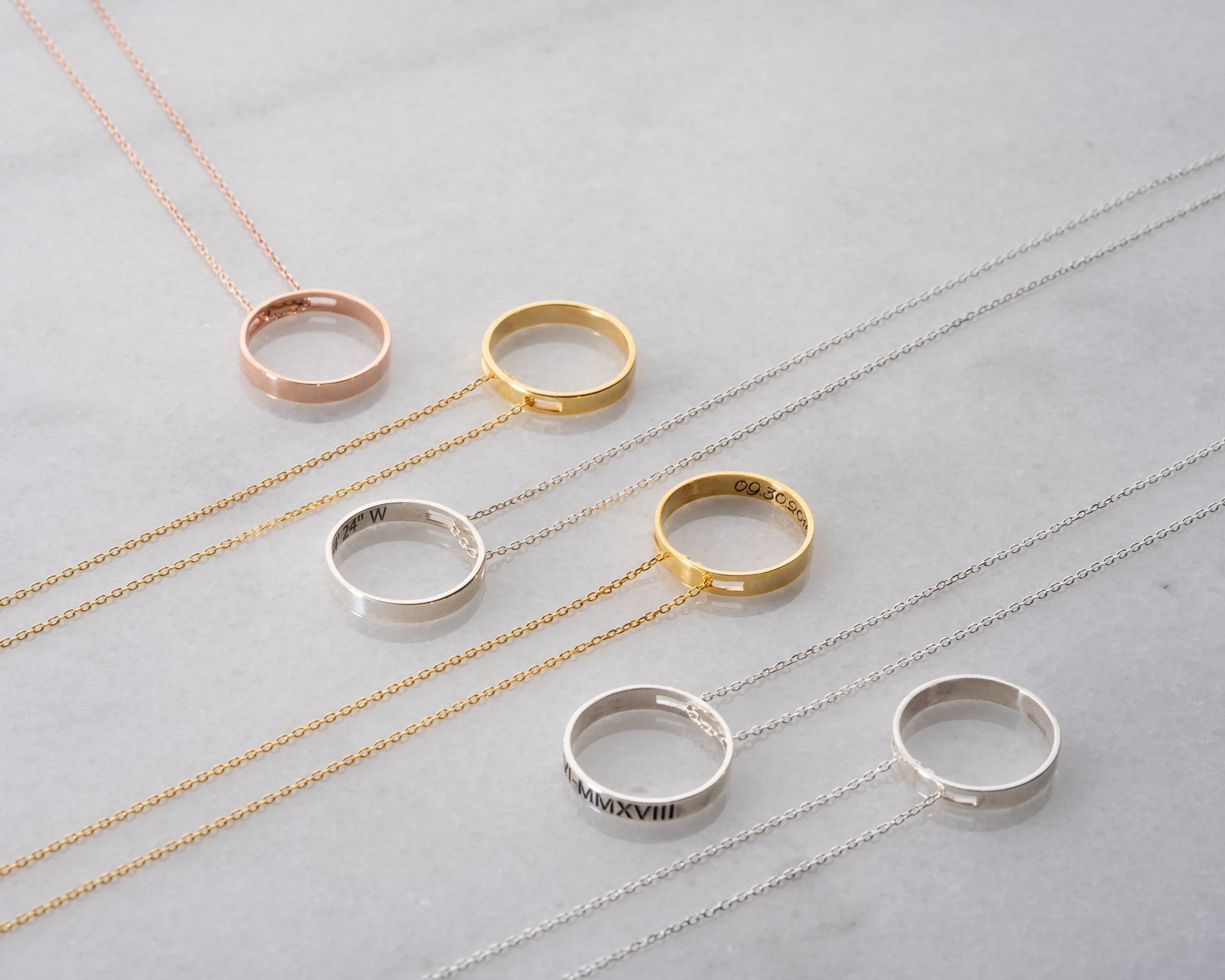 Custom engraved pendant necklace detail