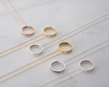 Custom engraved pendant necklace detail