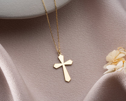 Flared cross pendant finishes