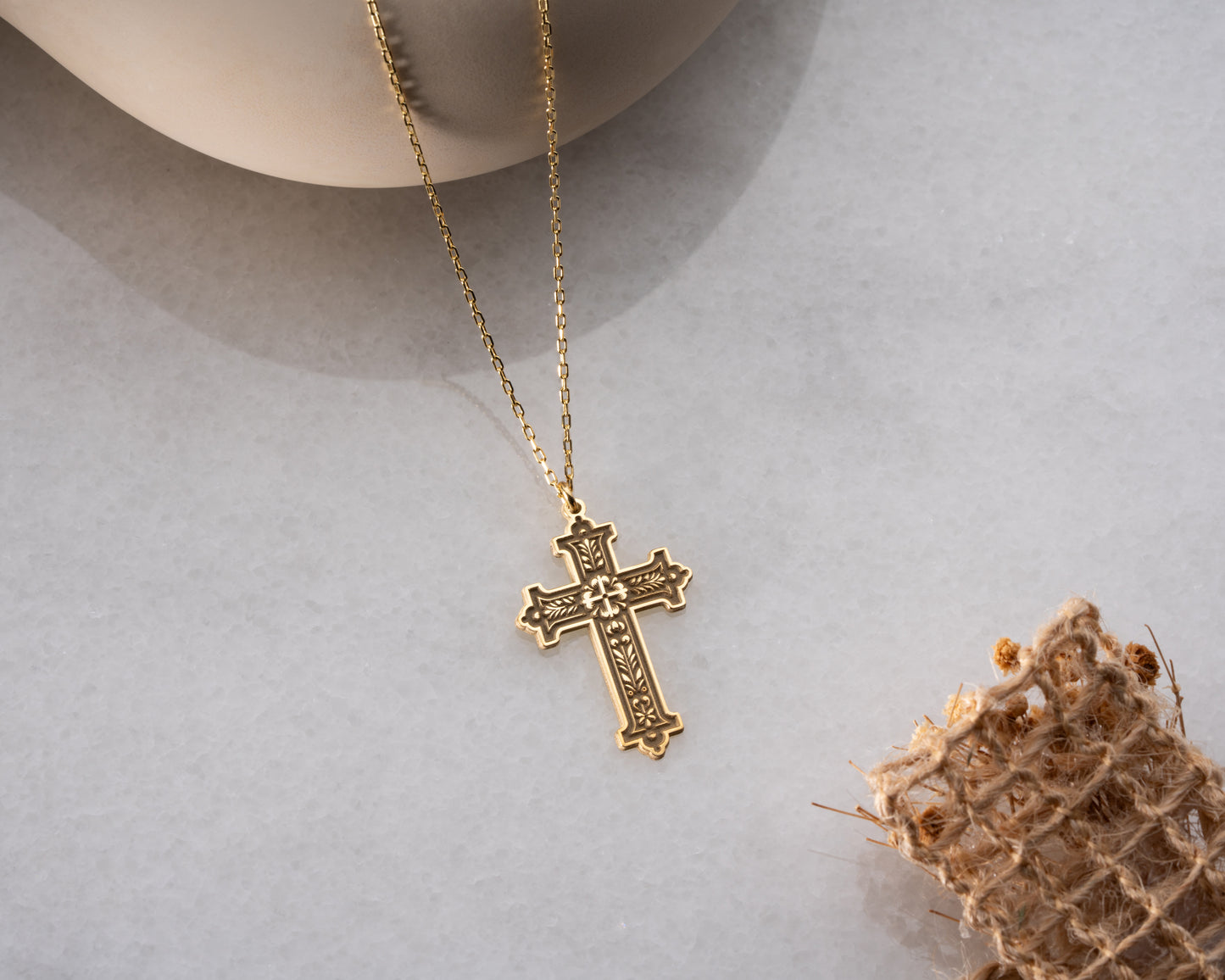 Floral cross pendant model view