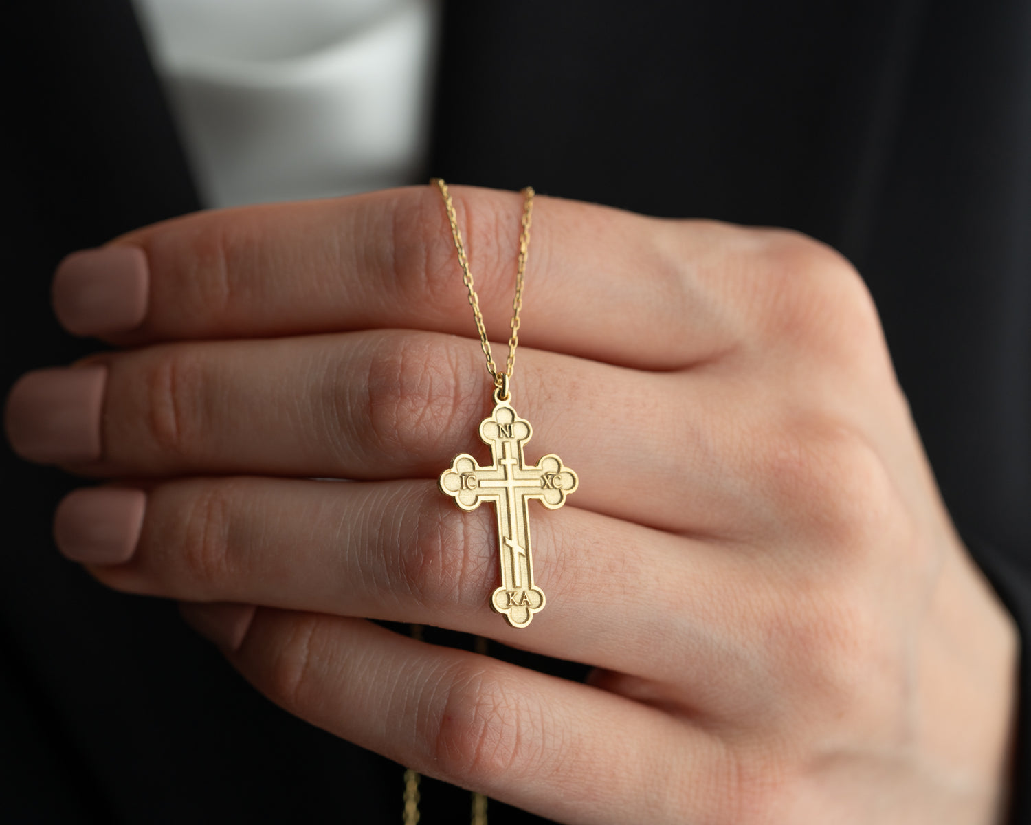 Eastern Orthodox Cross Necklace in Minimalist Design