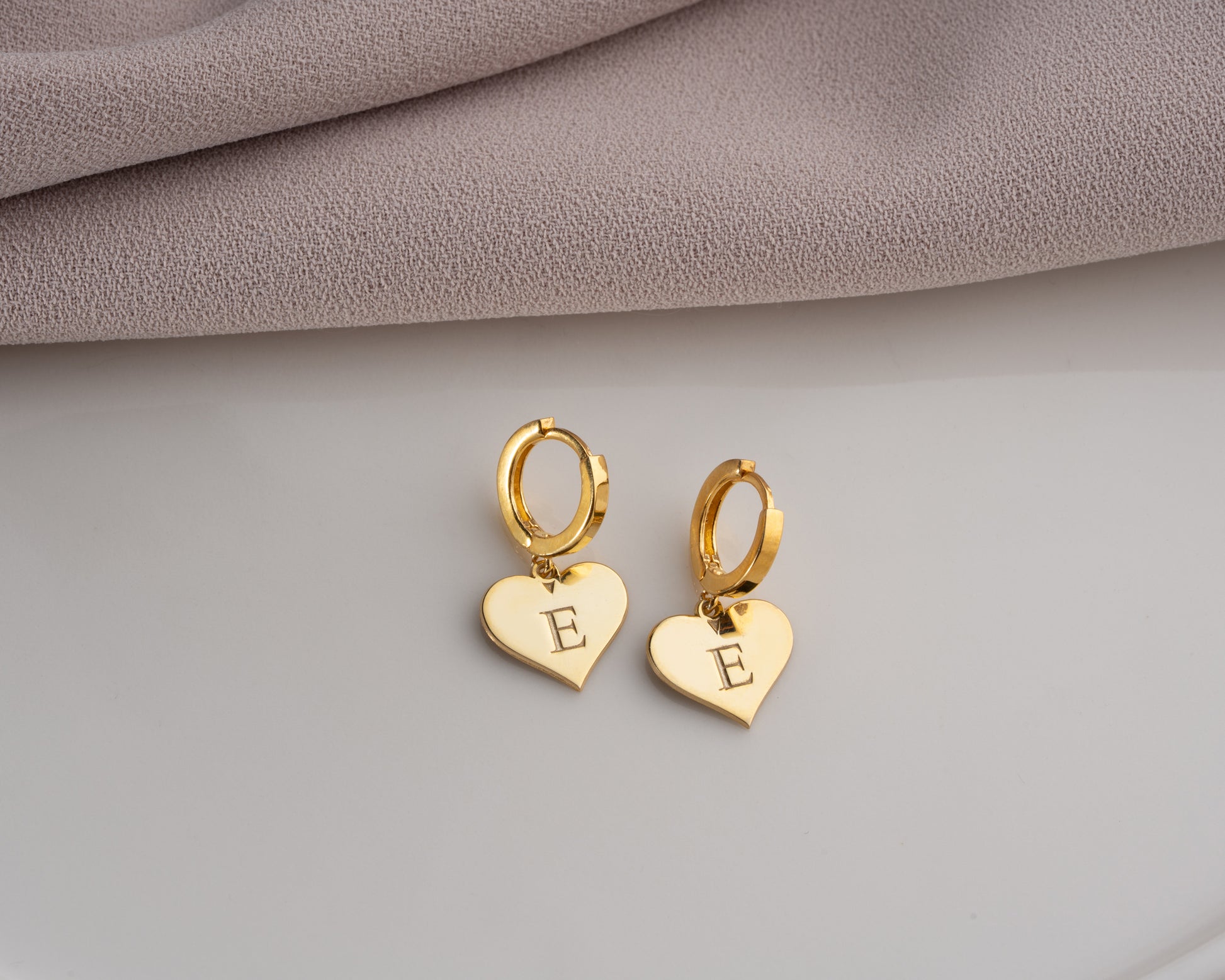 huggie hoop initial earrings