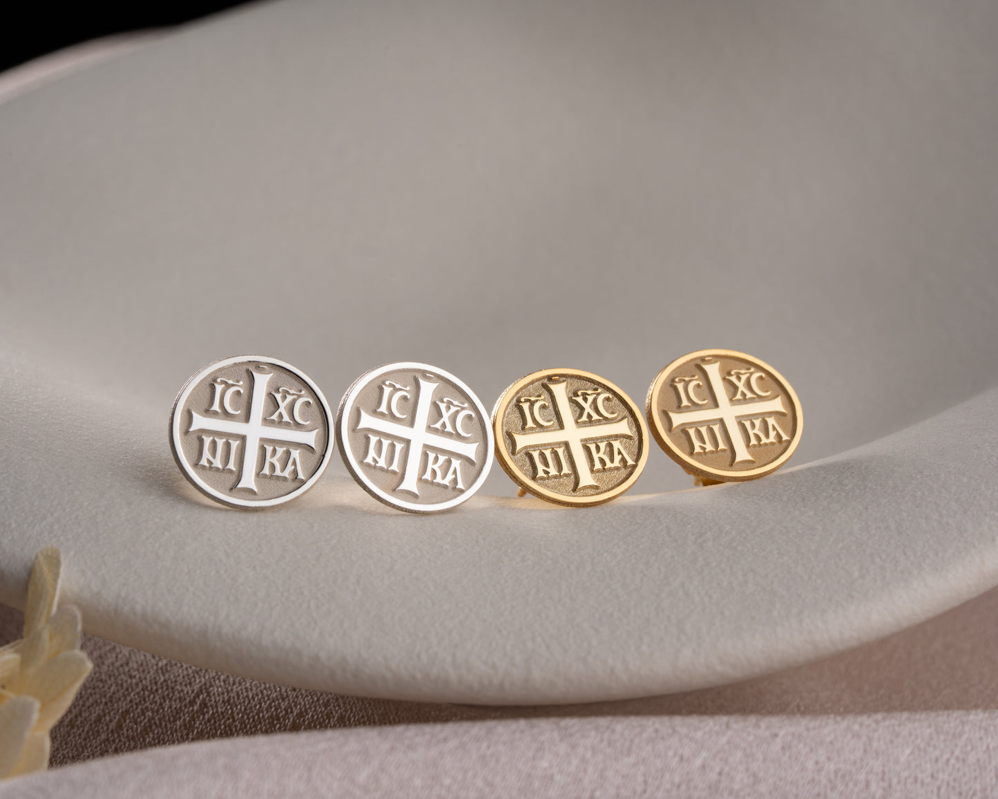 IC XC NIKA Orthodox cross stud earrings