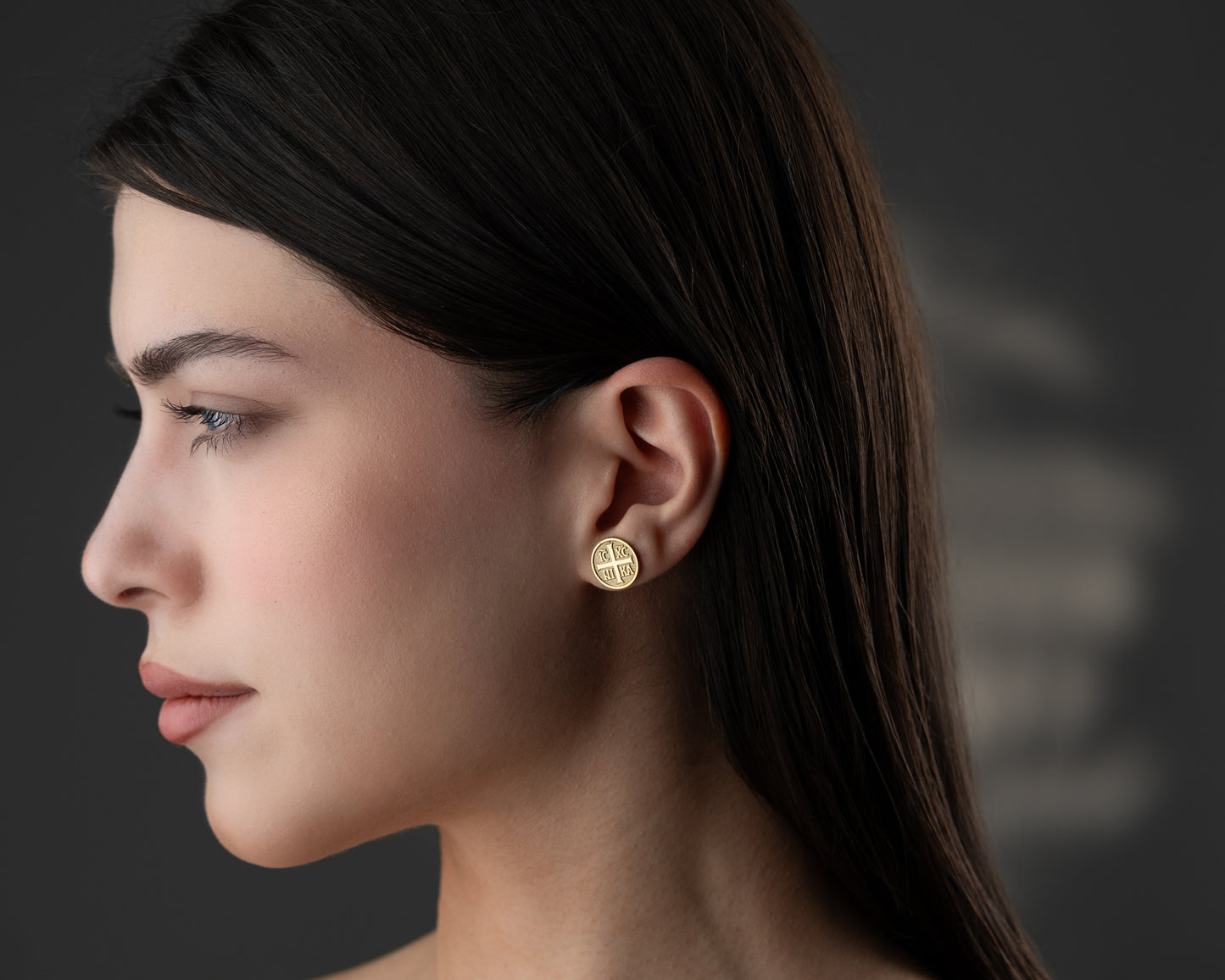 IC XC NIKA Orthodox cross stud earrings