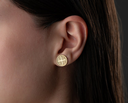 IC XC NIKA Orthodox cross stud earrings
