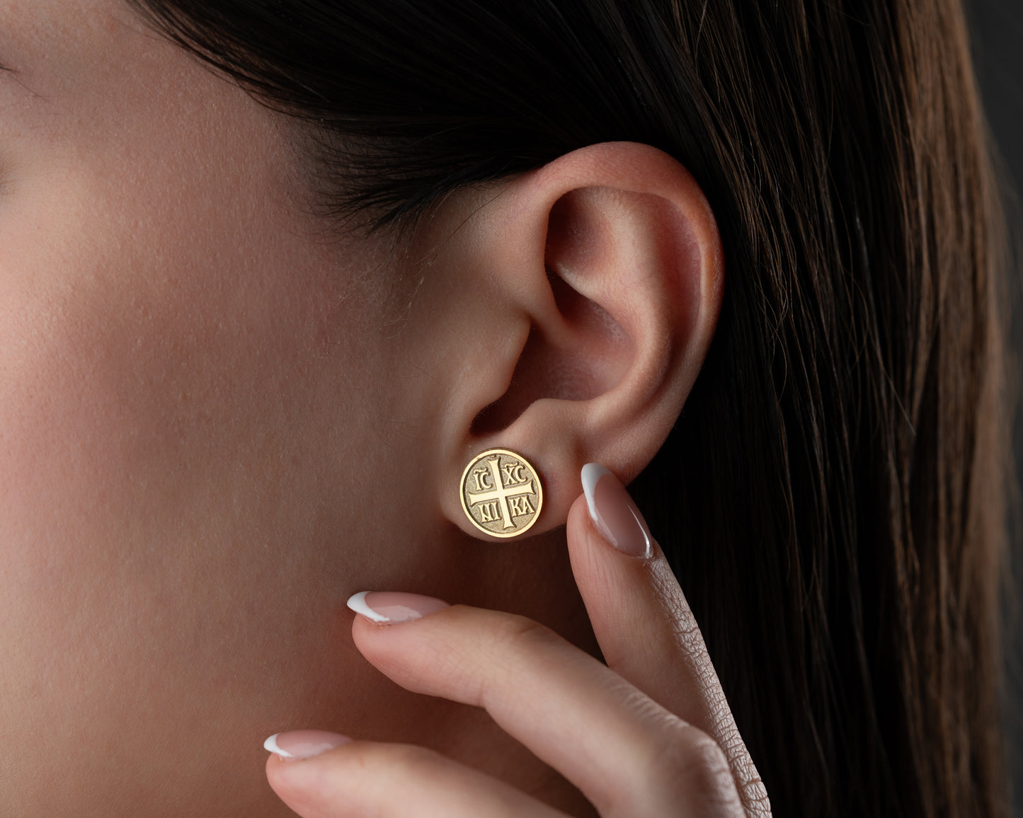 IC XC NIKA Orthodox cross stud earrings