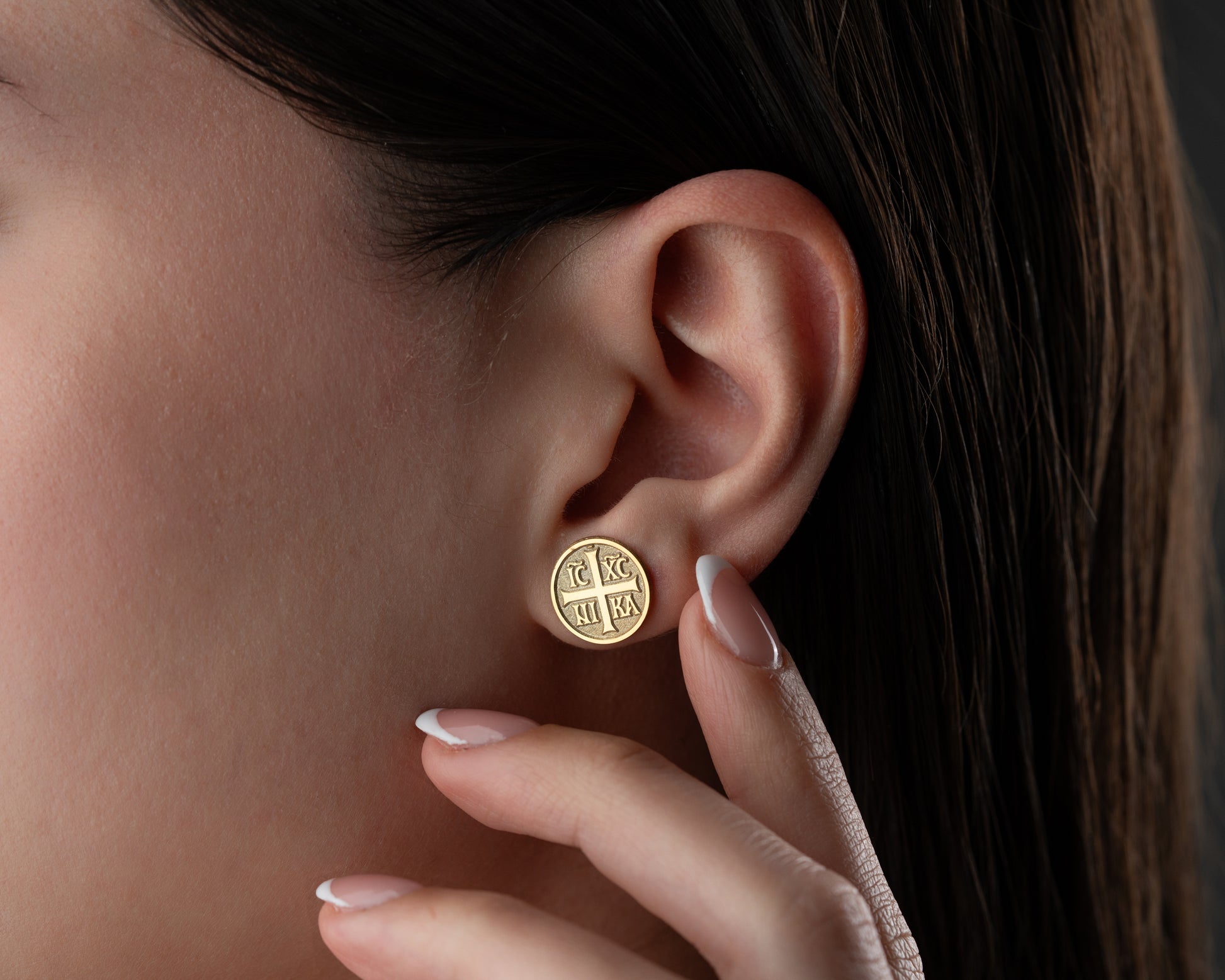 IC XC NIKA Orthodox cross stud earrings