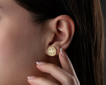 IC XC NIKA Orthodox cross stud earrings