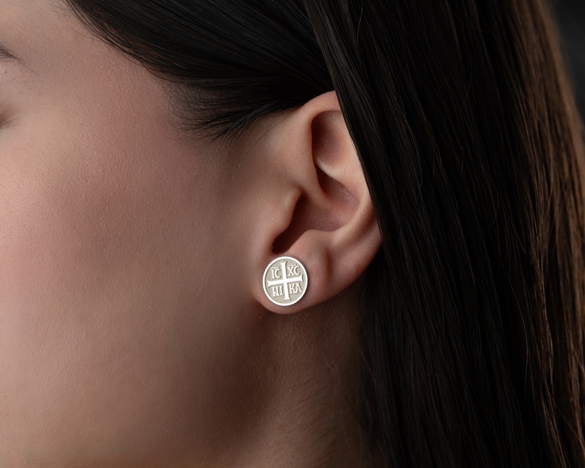 IC XC NIKA Orthodox cross stud earrings
