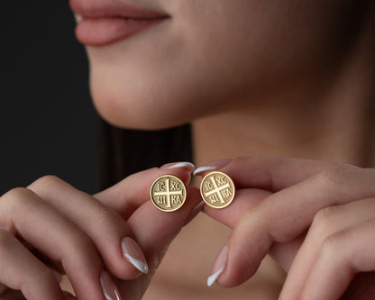 IC XC NIKA Orthodox cross stud earrings