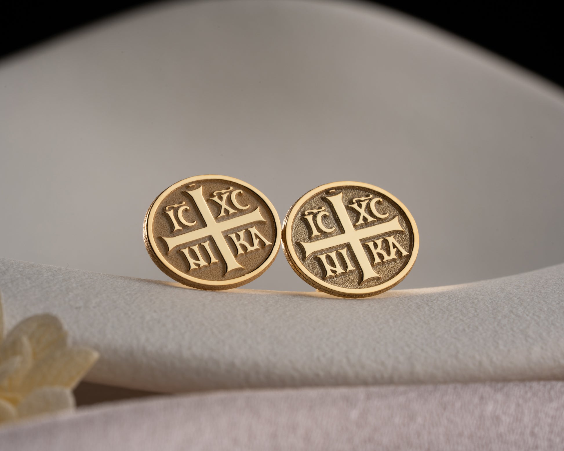 IC XC NIKA Orthodox cross stud earrings