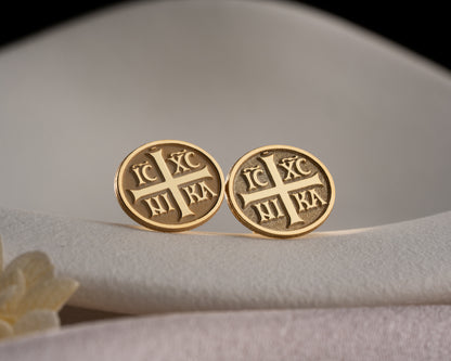 IC XC NIKA Orthodox cross stud earrings