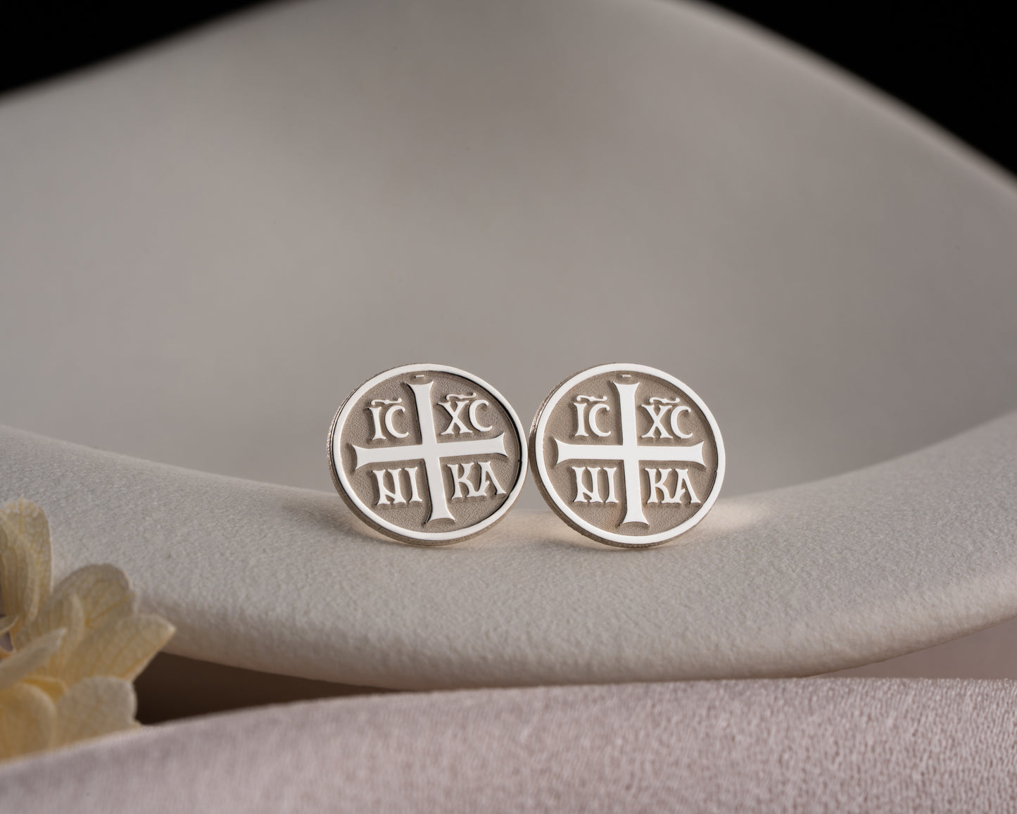 IC XC NIKA Orthodox cross stud earrings