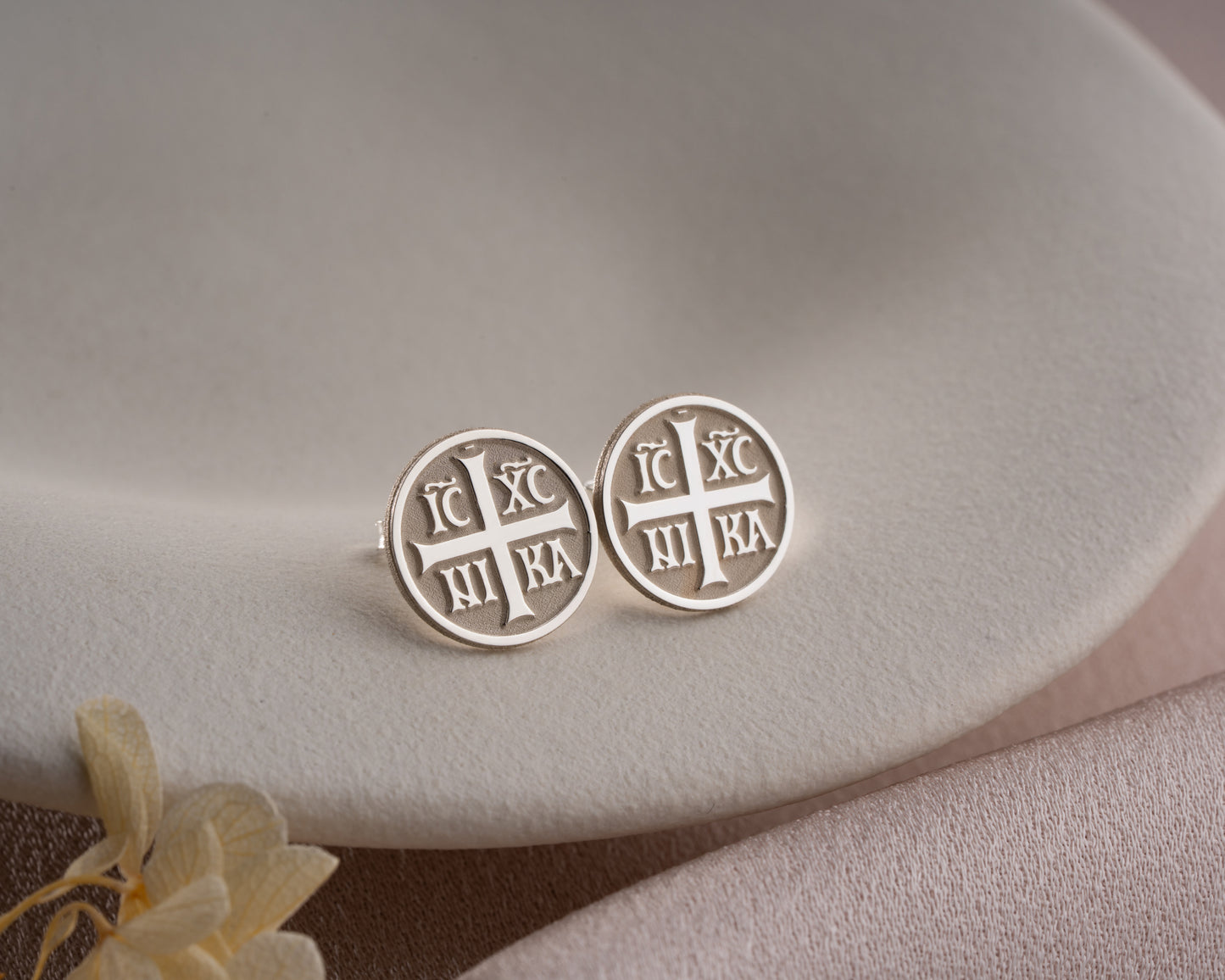IC XC NIKA Orthodox cross stud earrings