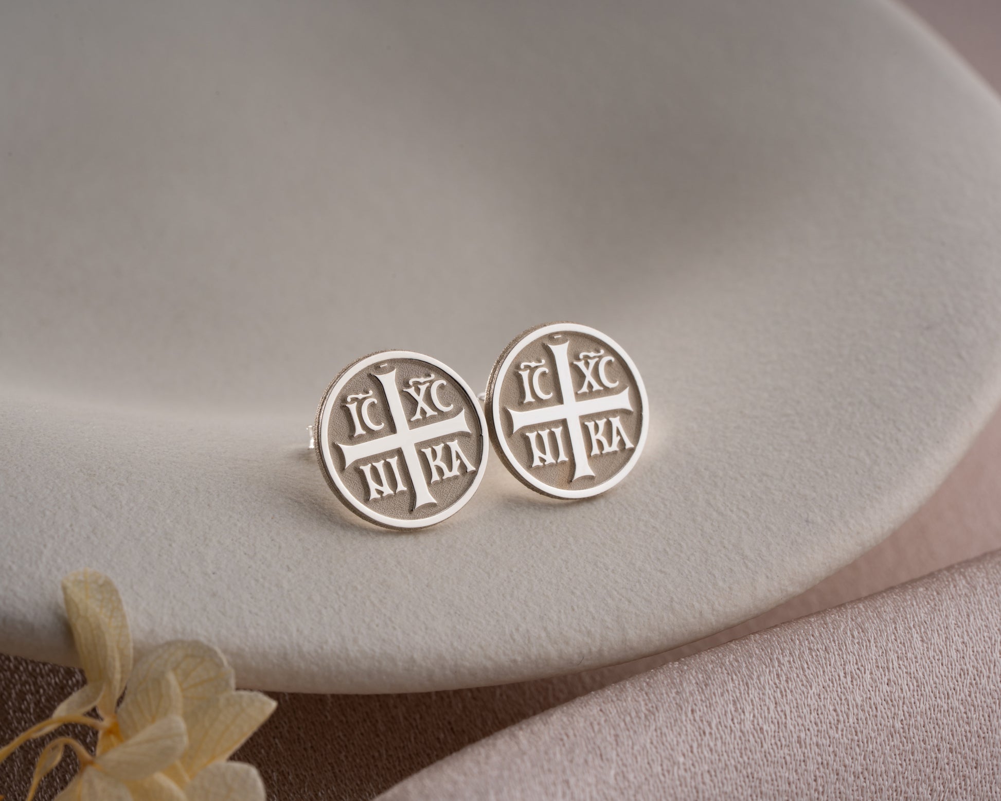 IC XC NIKA Orthodox cross stud earrings