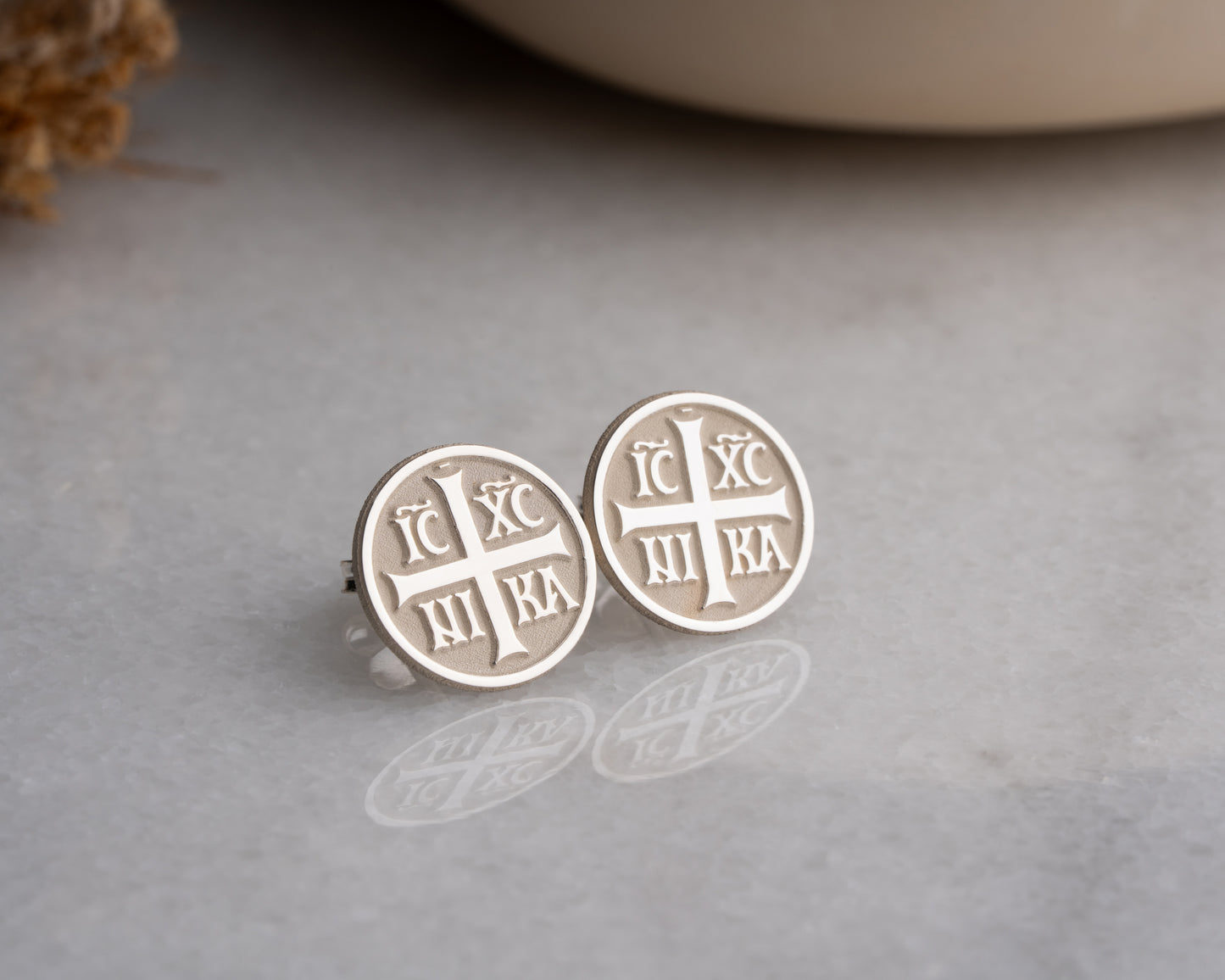IC XC NIKA Orthodox cross stud earrings