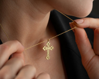 Greek Orthodox Cross Pendant Necklace