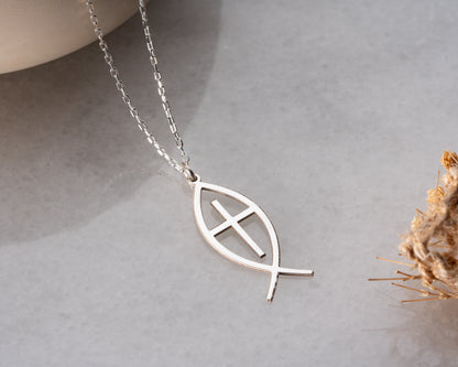 Ichthys cross jewelry detail