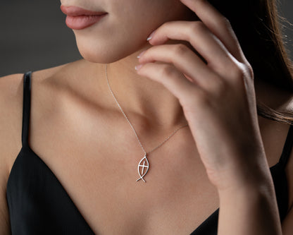 Ichthys necklace on model