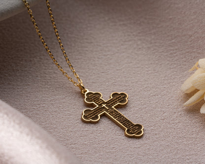 Lord's Prayer cross pendant necklace