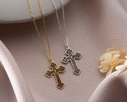 Lord's Prayer cross pendant necklace