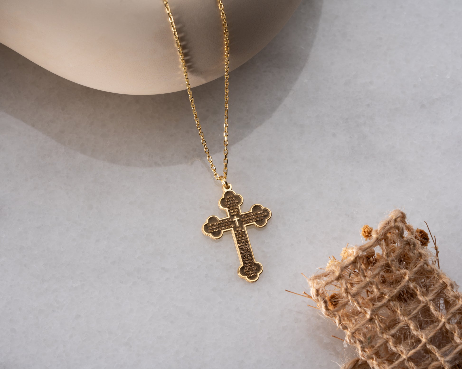Lord's Prayer cross pendant necklace