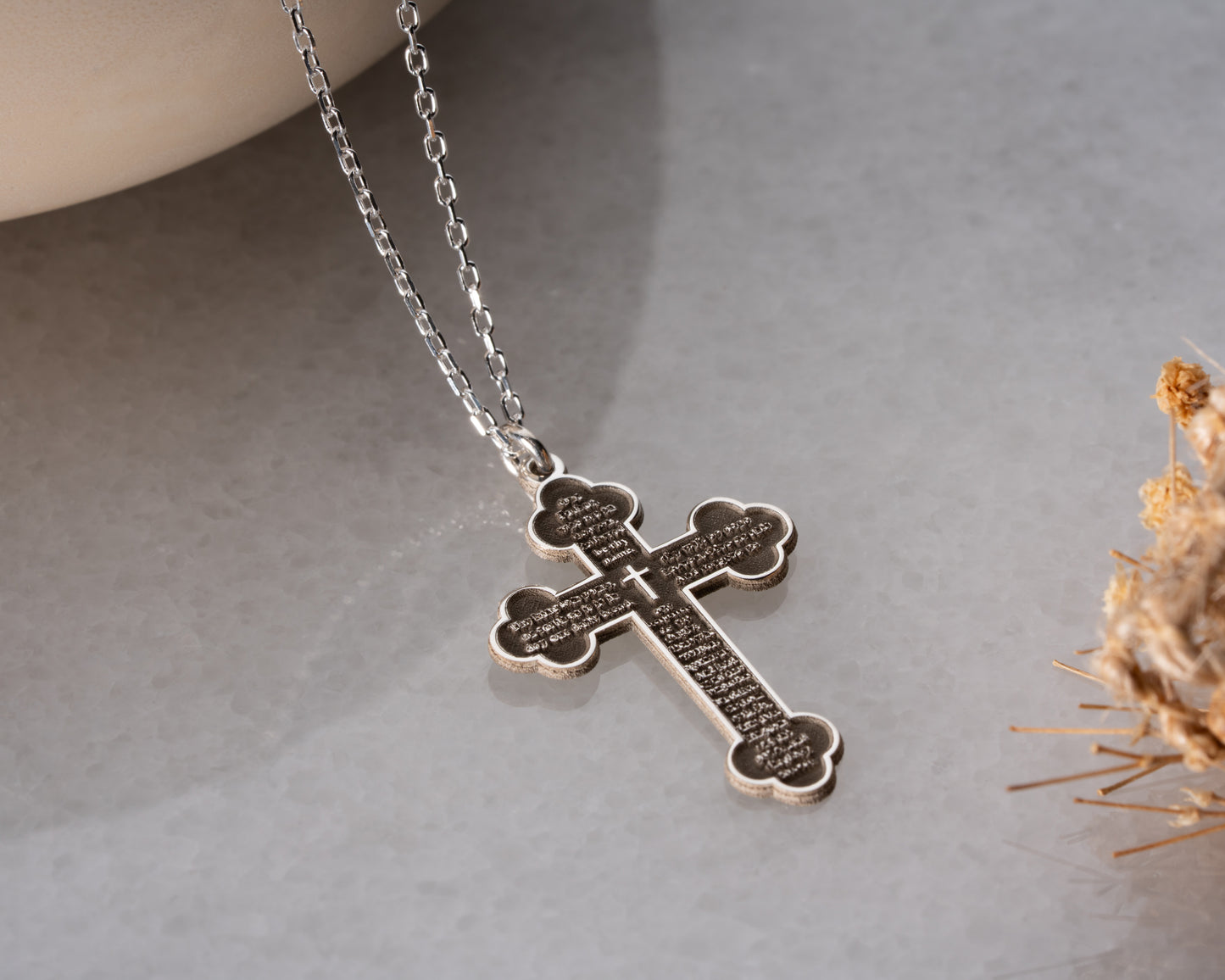 Lord's Prayer cross pendant necklace